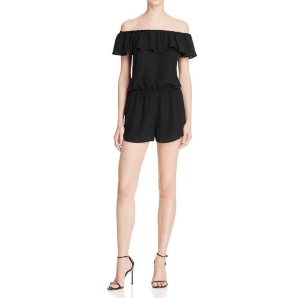 Aqua Off The Shoulder Flounce Romper
